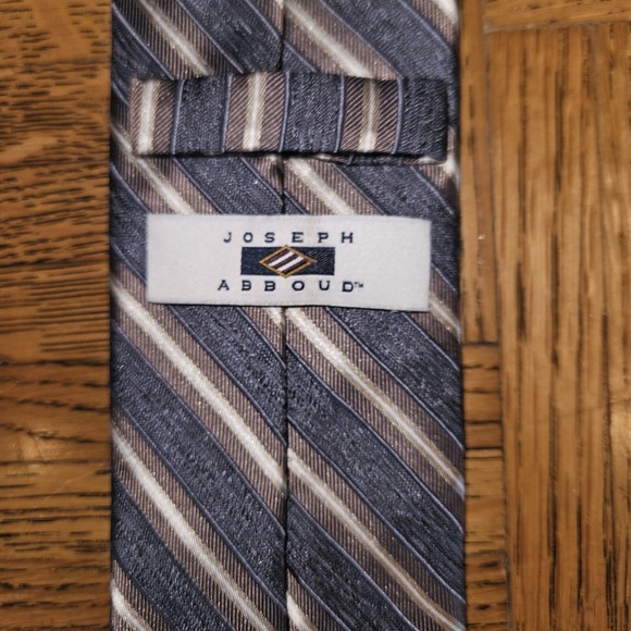 JOSEPH‎ ABBOUD Neck Tie Mens Red Blue Striped Modern Suit Dress Business Slate - Picture 3 of 6